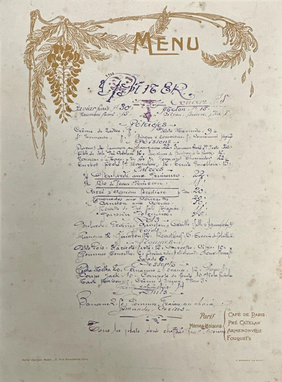 GEORGES REDON LITHOGRAPH MENU.