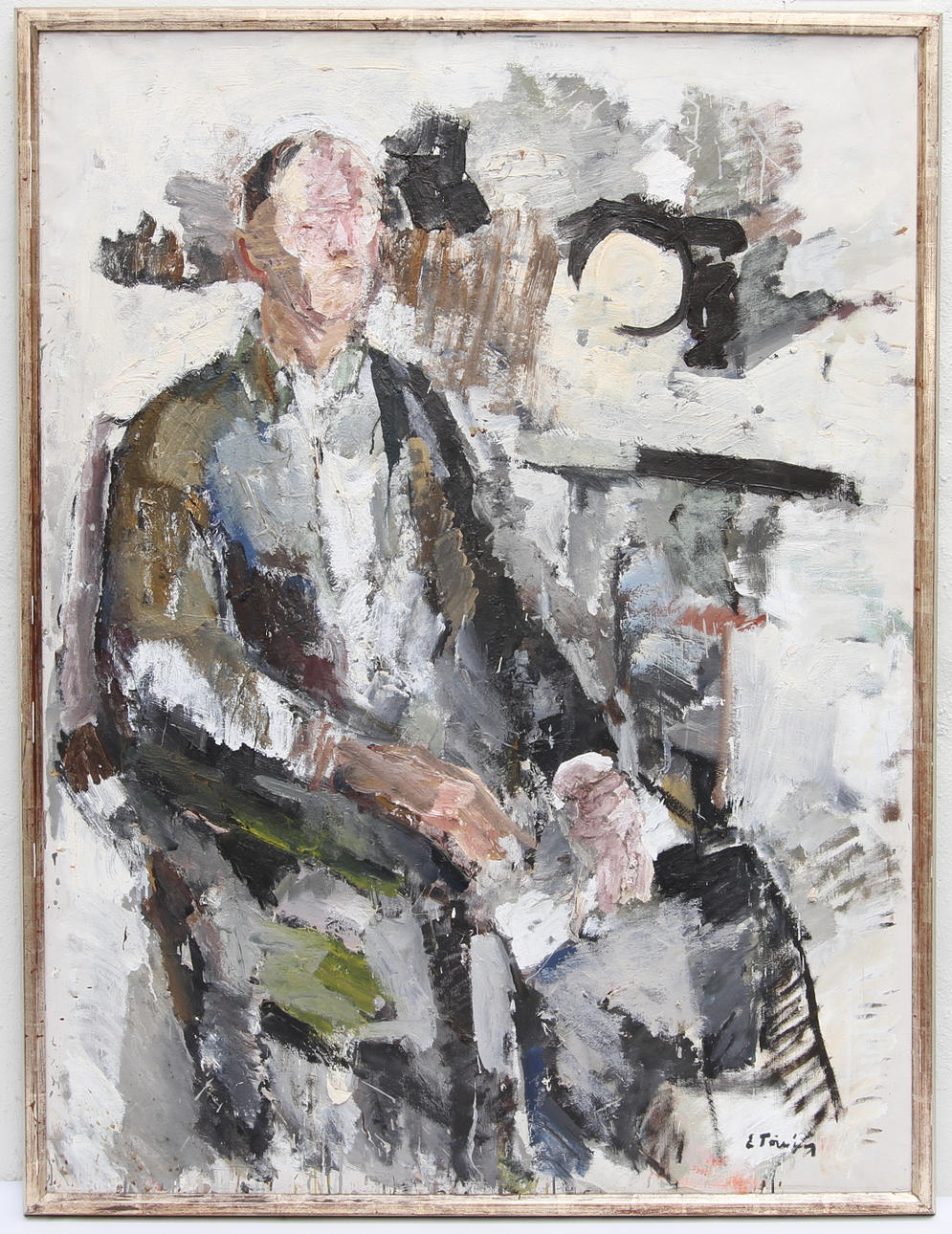 ERIK TÖRNING. Sittande man. Olja på duk, signerad.