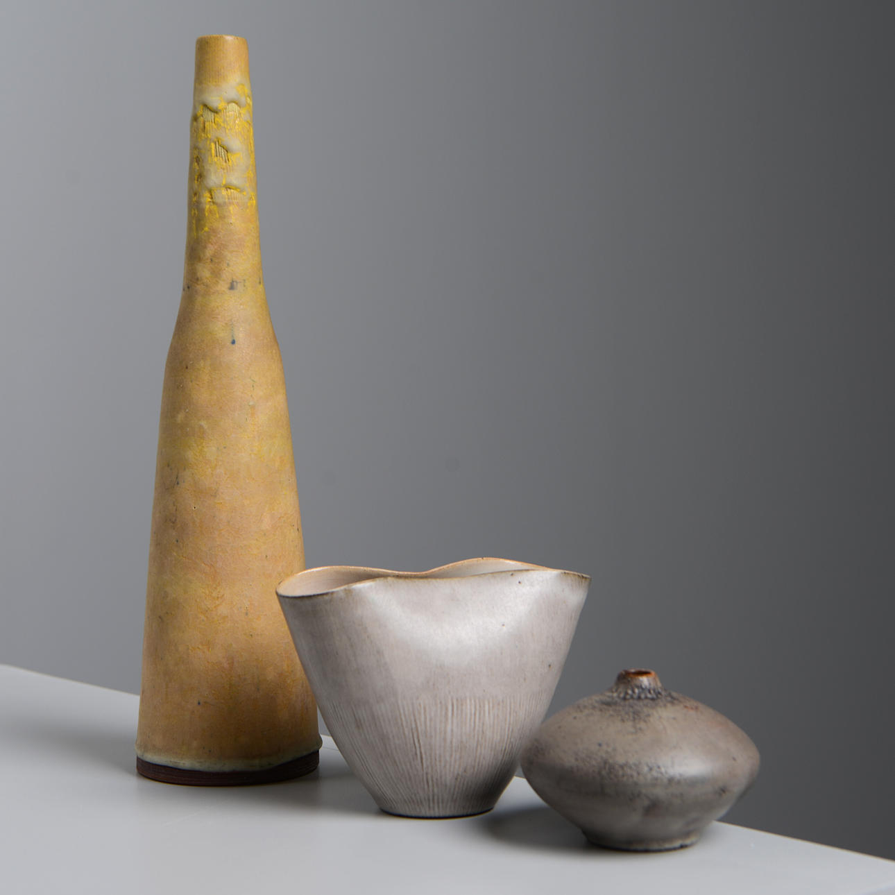 IRMA YOURSTONE. Vases, 2 pieces, own studio, signed and 1 vase, Guldkroken Keramik.