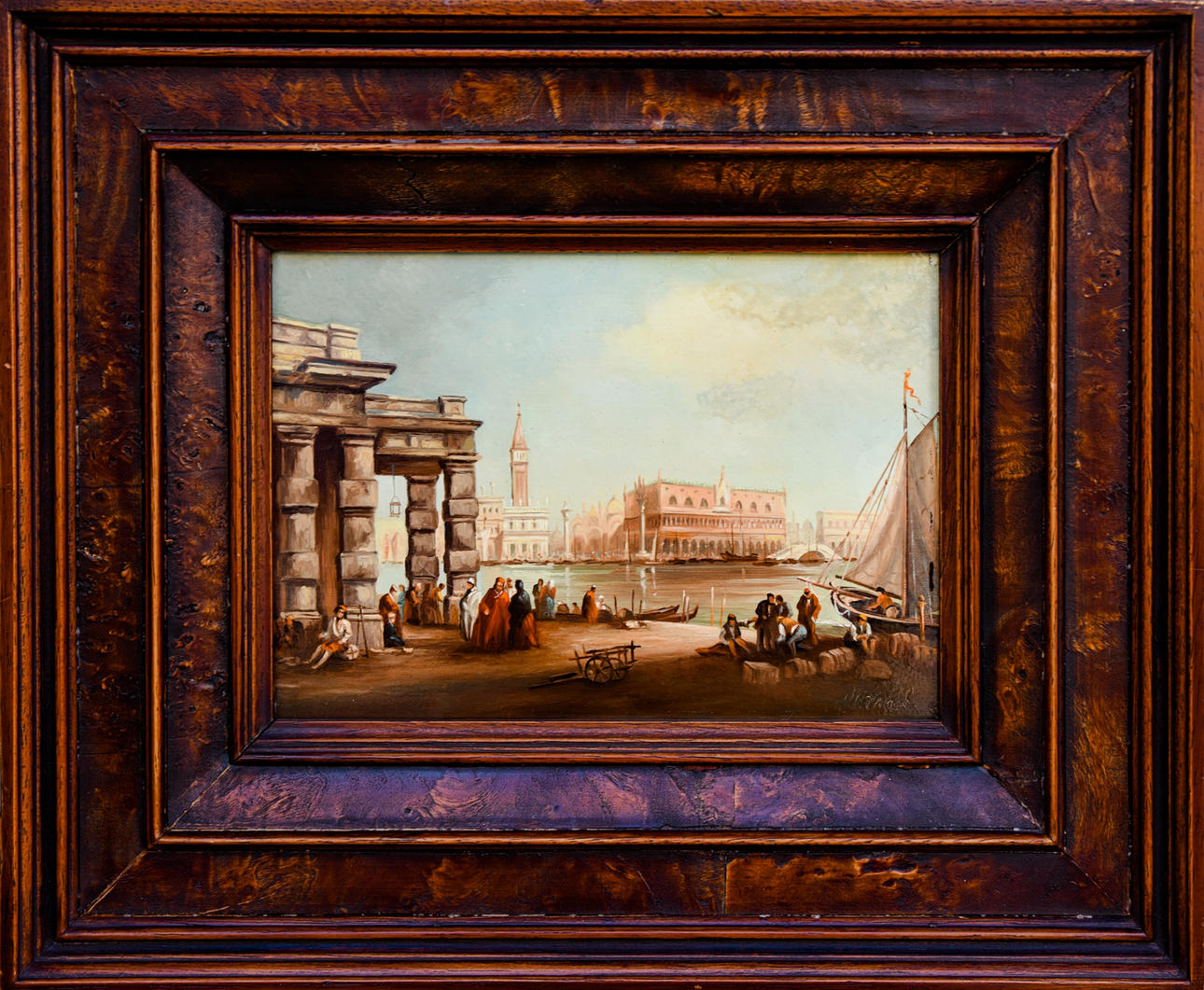 KÜNSTLER UNBEKANNT. ”Venedig”, olja på trä, 20 c. 1800-talet.