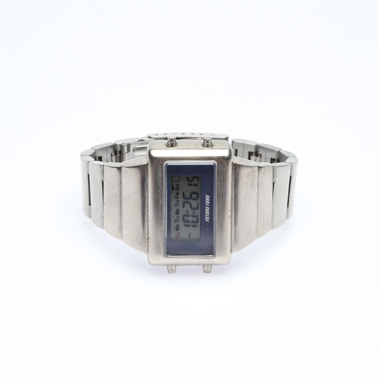 A steel wristwatch, “Future Funk”, 1970s.