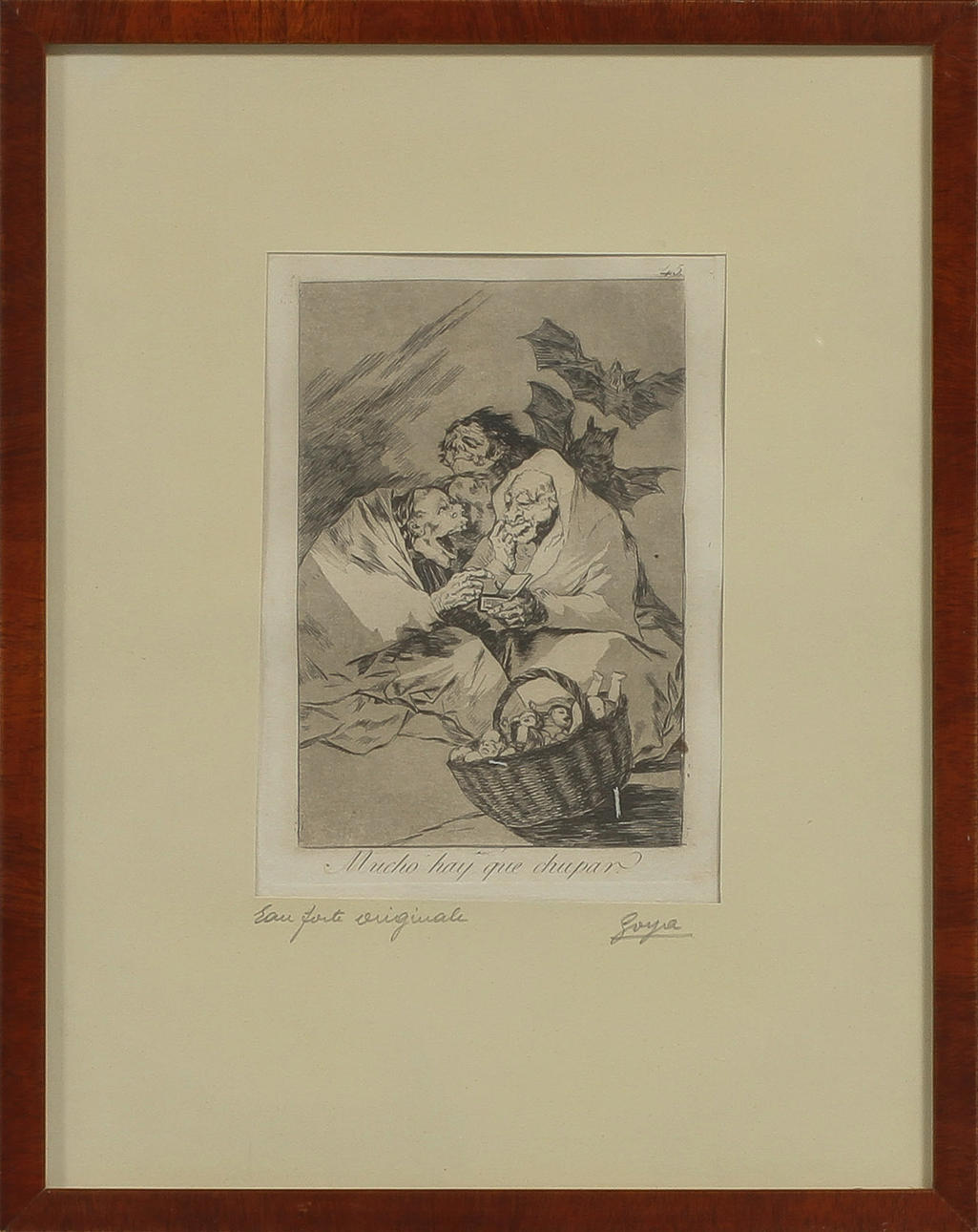 FRANCISCO JOSÉ DE GOYA. EFTER. "Mucho hay que chupar". Ur: Los Caprichos No 45. Etsning.