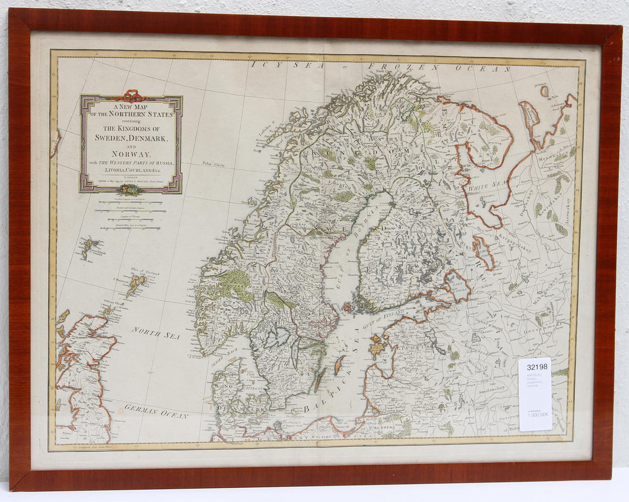 KARTBLAD, Norden, kopparstick, kolorerat.