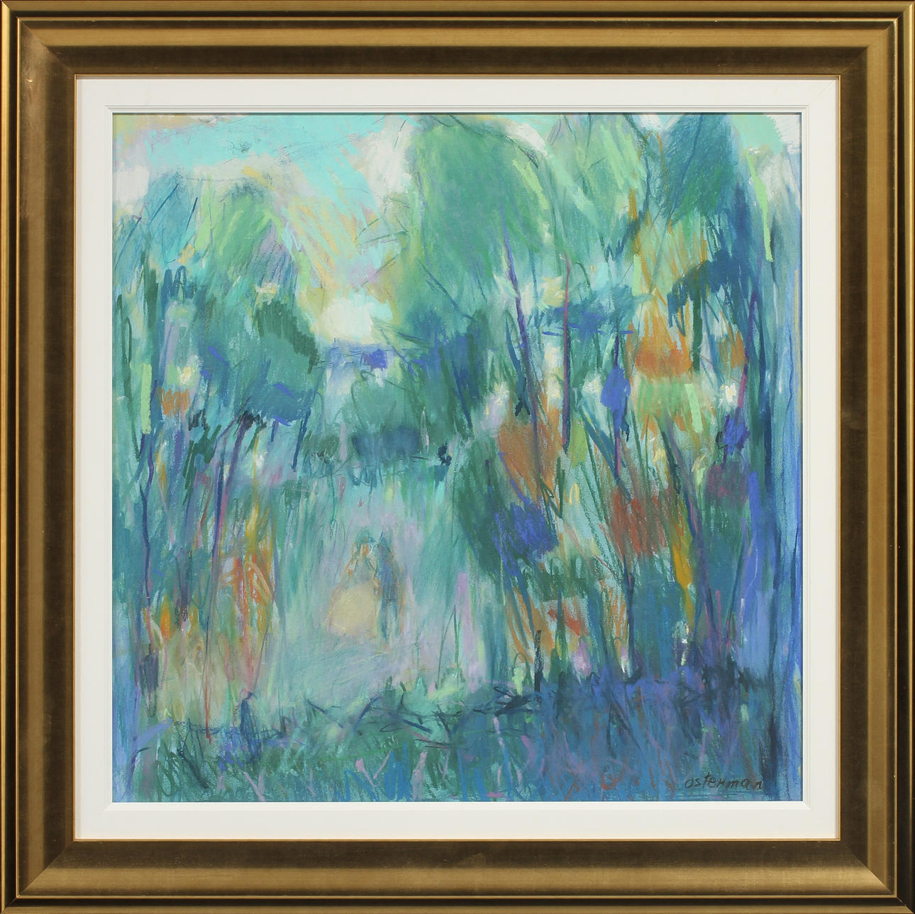 ELVINE OSTERMAN. Par i landskap. Pastell, signerad.