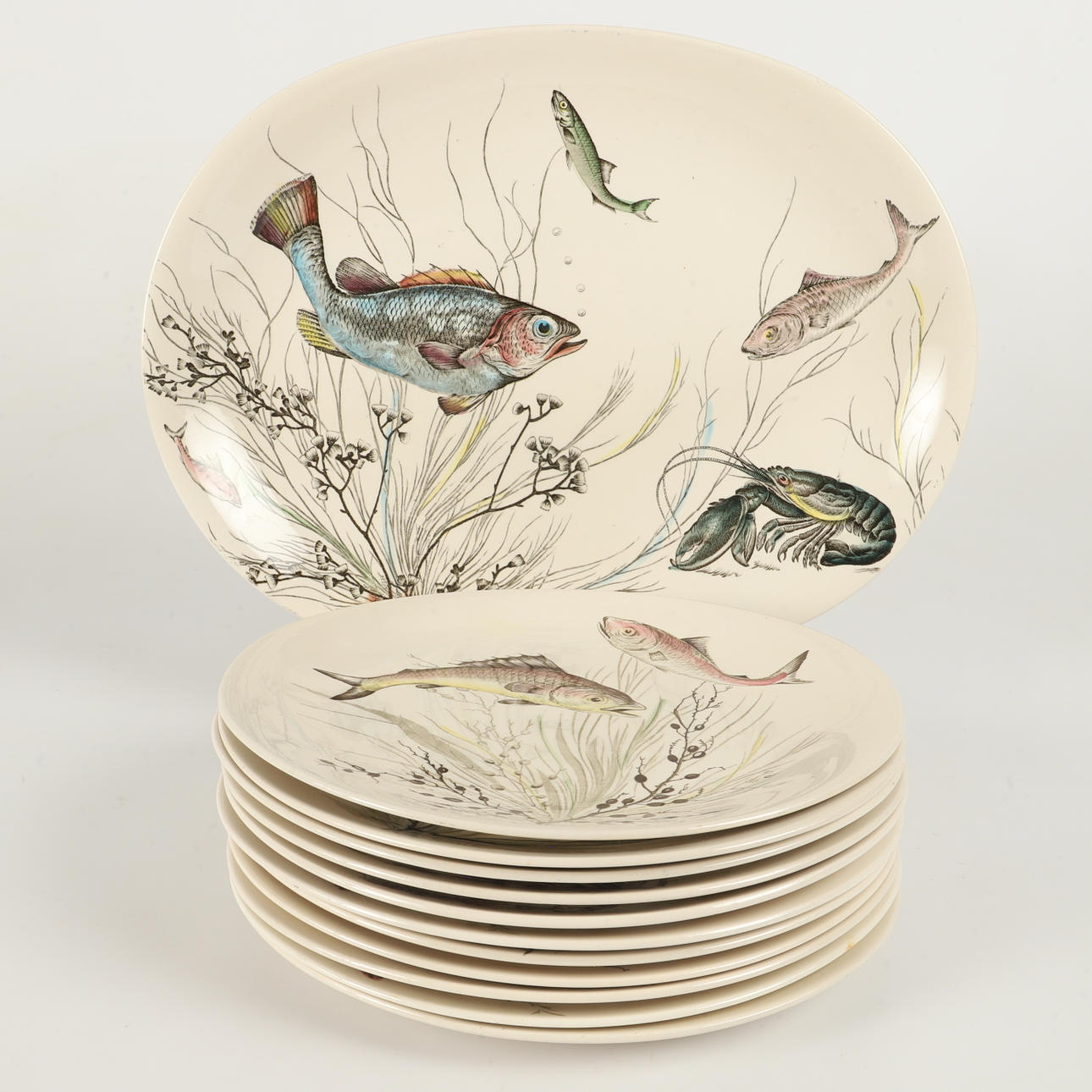 12-teilige Fischteller, Porzellan, Johnson Bros, England. Keramik & Porzellan - Europäisch