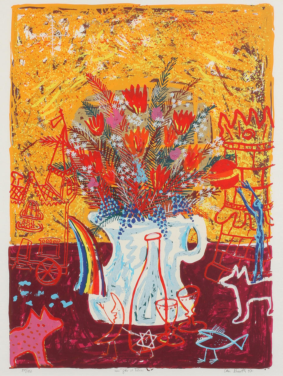 IAN RUSTH. "Nu går vi hem", färglitografi, signerad och numrerad 80/190.