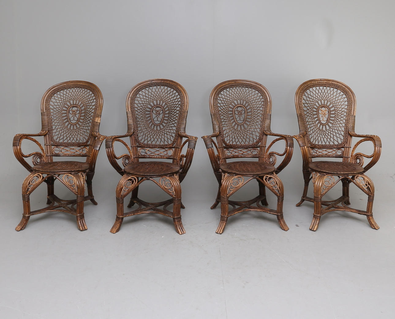 WICKER CHAIRS, 4 pcs., Russia, 1900s.