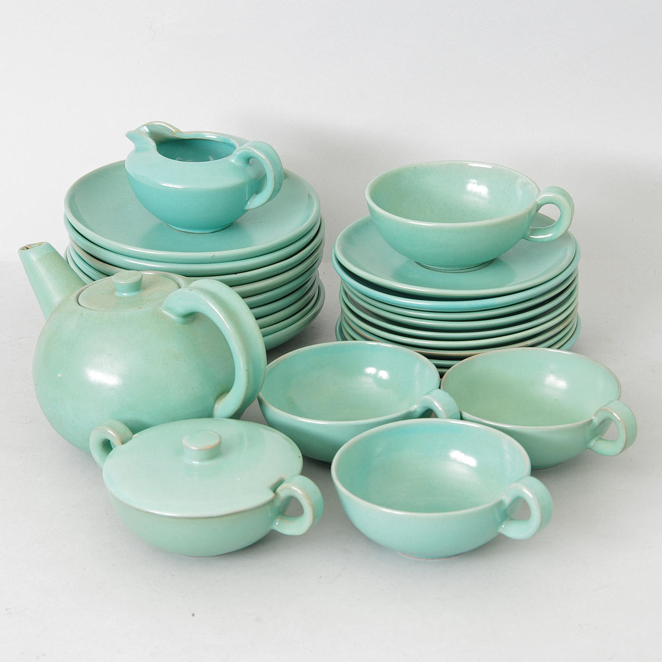 TESERVIS, porslin, Gabriel, grön glasyr.