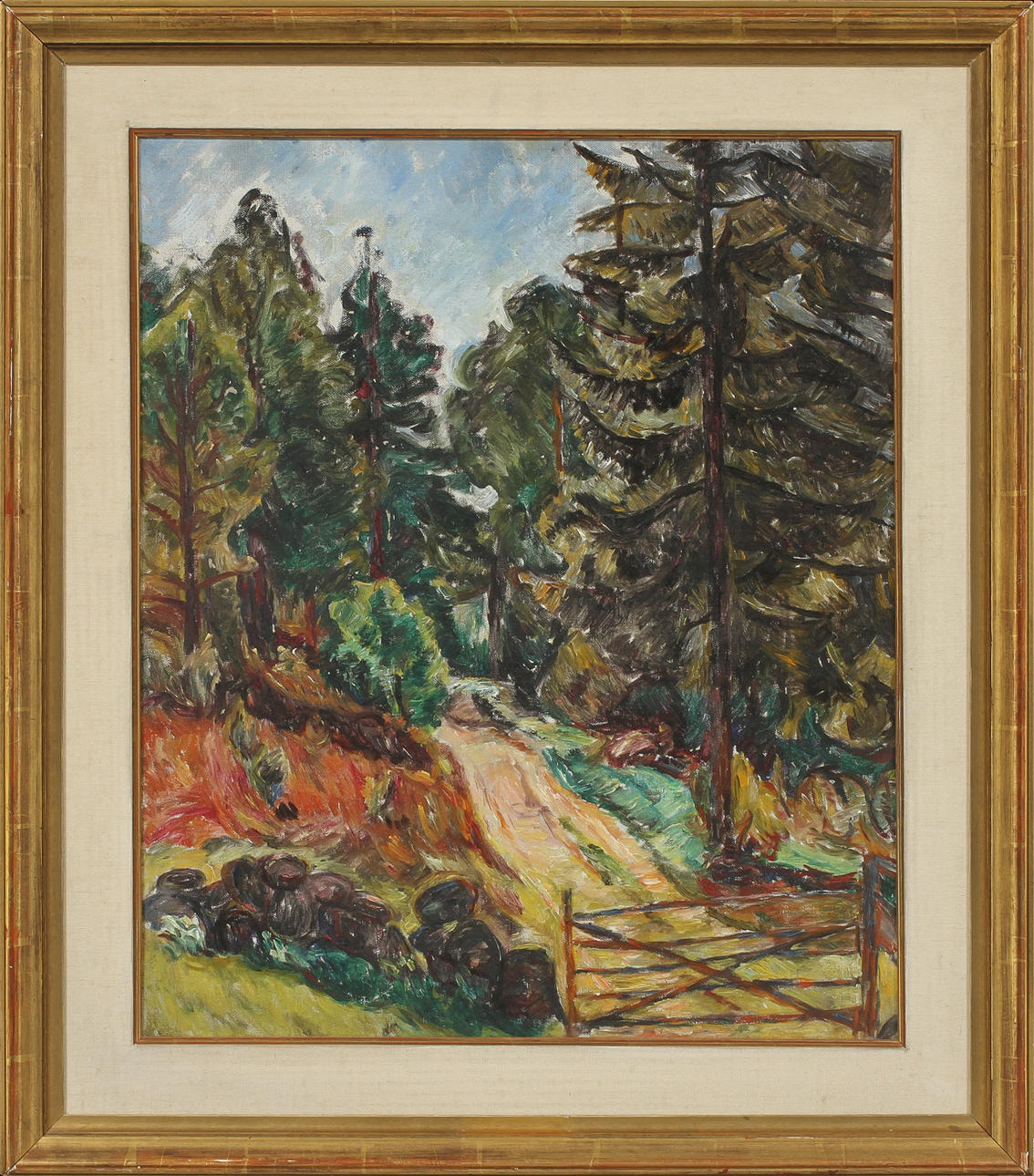 BIRGER SIMONSSON. Grind vid skogsväg. Olja på duk.