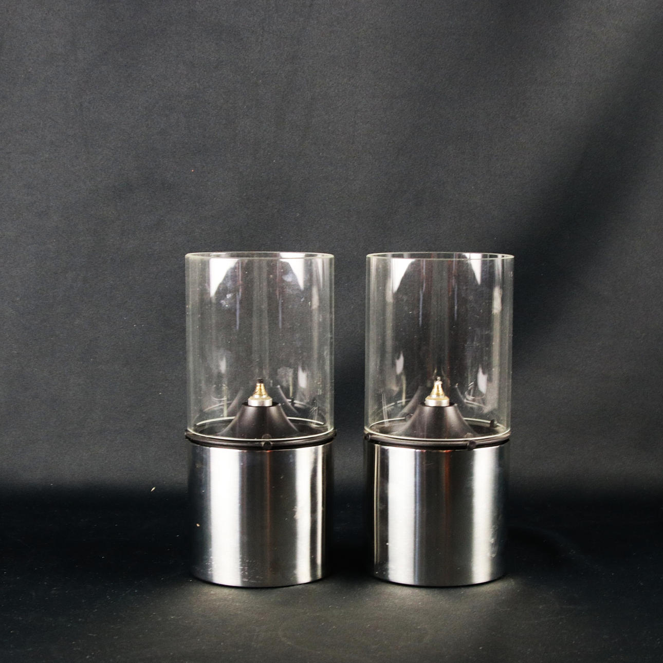 OLIELAMPE, 2 stk. rustfrit, glas, Stelton, moderne.