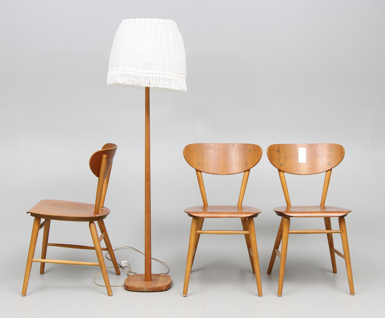 STOLAR 3 st teak samt golvlampa teak 1950-60-tal.