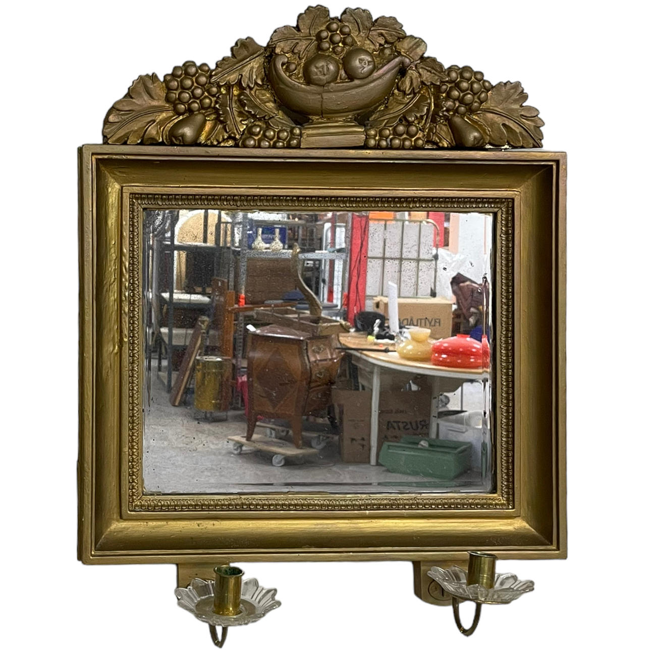 Spejllampe til to stearinlys, 20. århundrede.