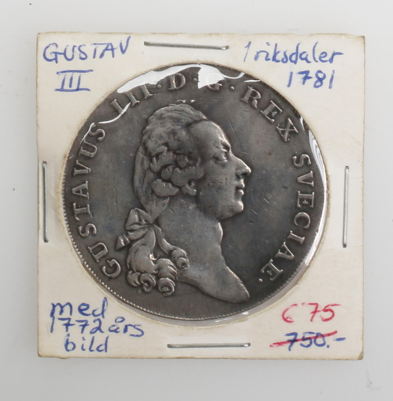 SILVERMYNT, 1 riksdaler, 1781.