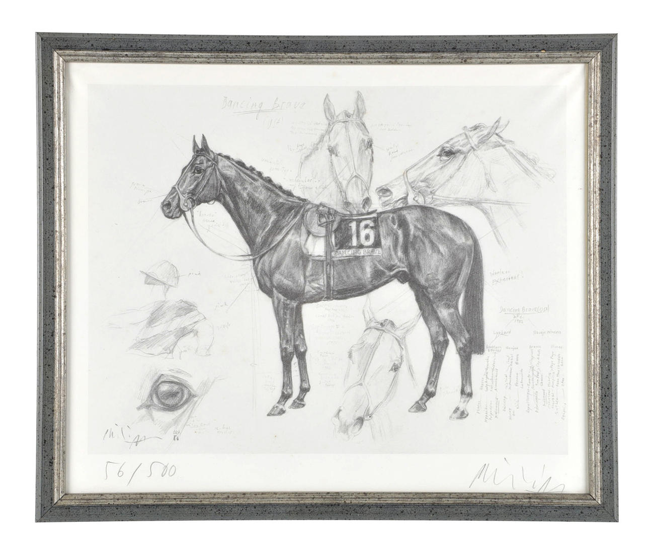 SIGNIERT PHILIPP. ”Dancing Brave.” Signerad och numrerad litografi i plåt & grafit från 10/86.