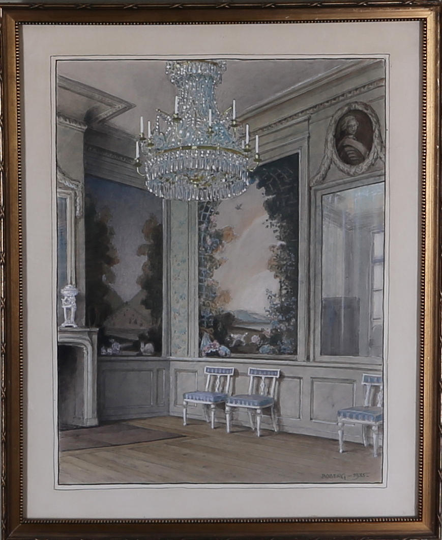 FERDINAND BOBERG. Interiörmotiv, akvarell, signerad och daterad 1935.