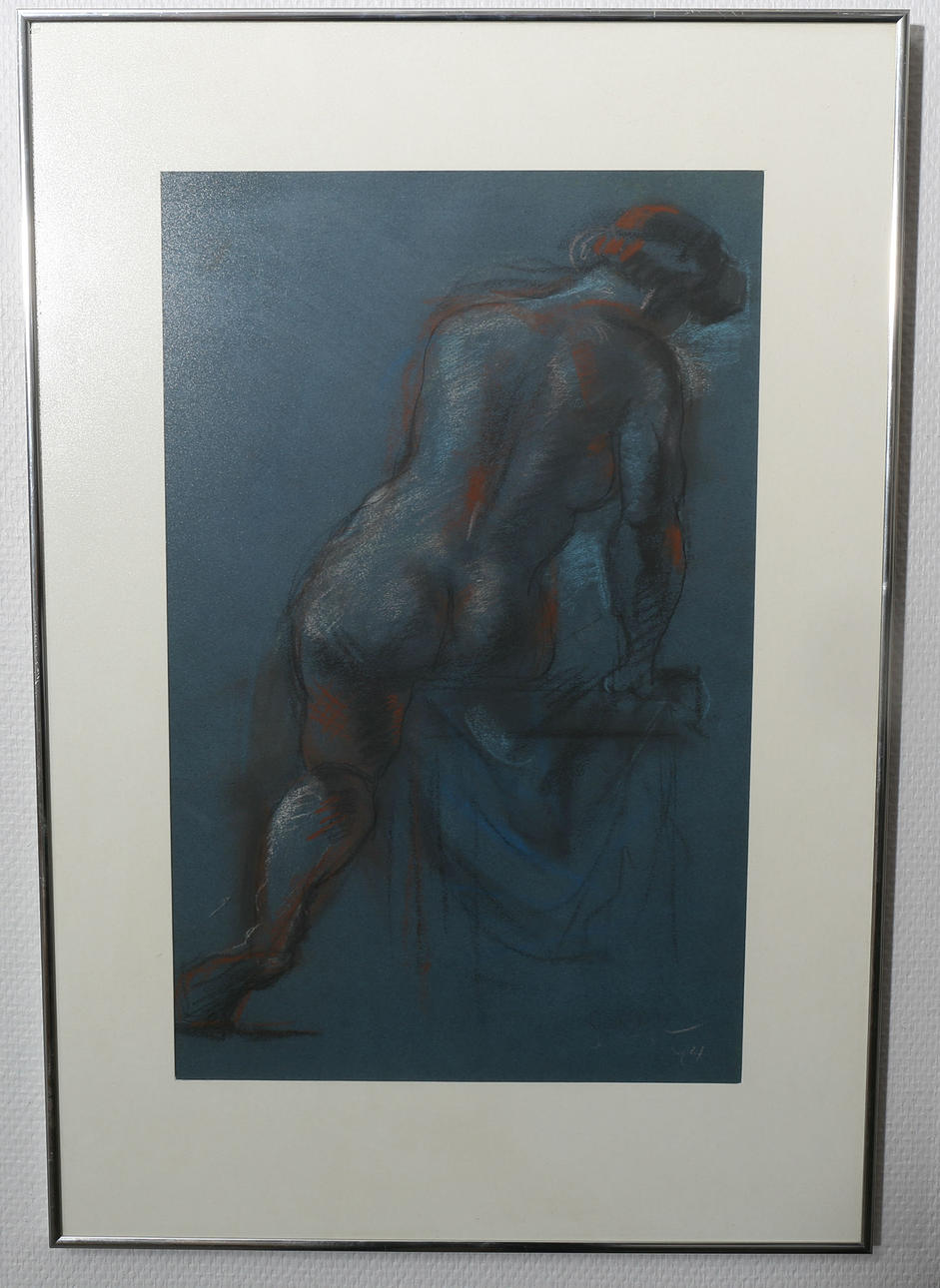 JULES SCHYL. Pastell, Kvinnostudie, signerad Schyl, daterad 44.