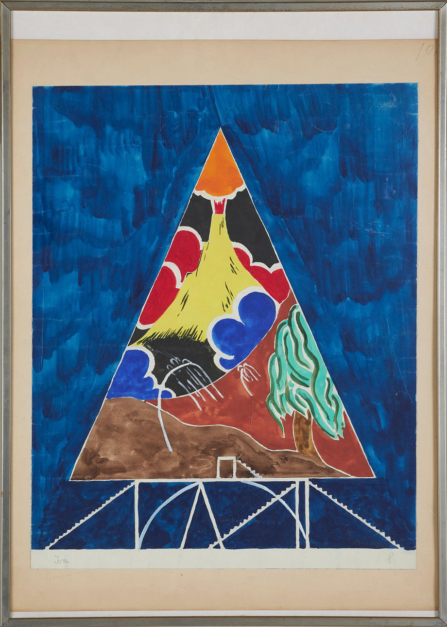 IVAN GRÜNEWALD. Composition in Watercolor, signed.