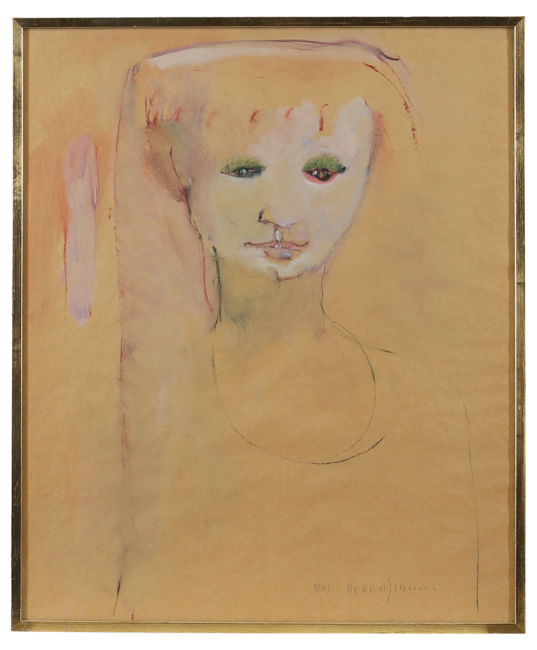 HANS HEDENSTRÖM. Portrait, gouache, signed.