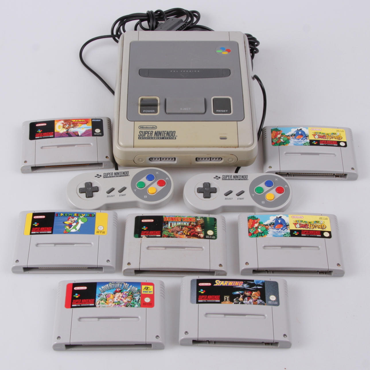 SPELKONSOL, samt 7 spel, Super Nintendo.