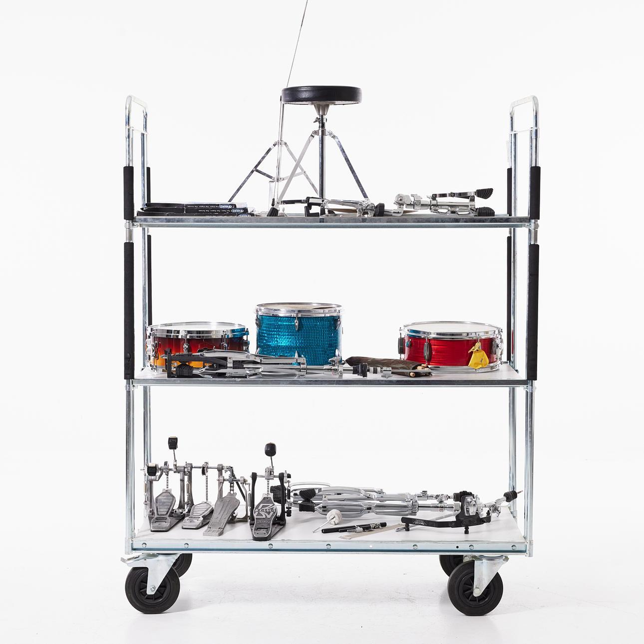 TRUMSET, delar till, samt trumstockar.