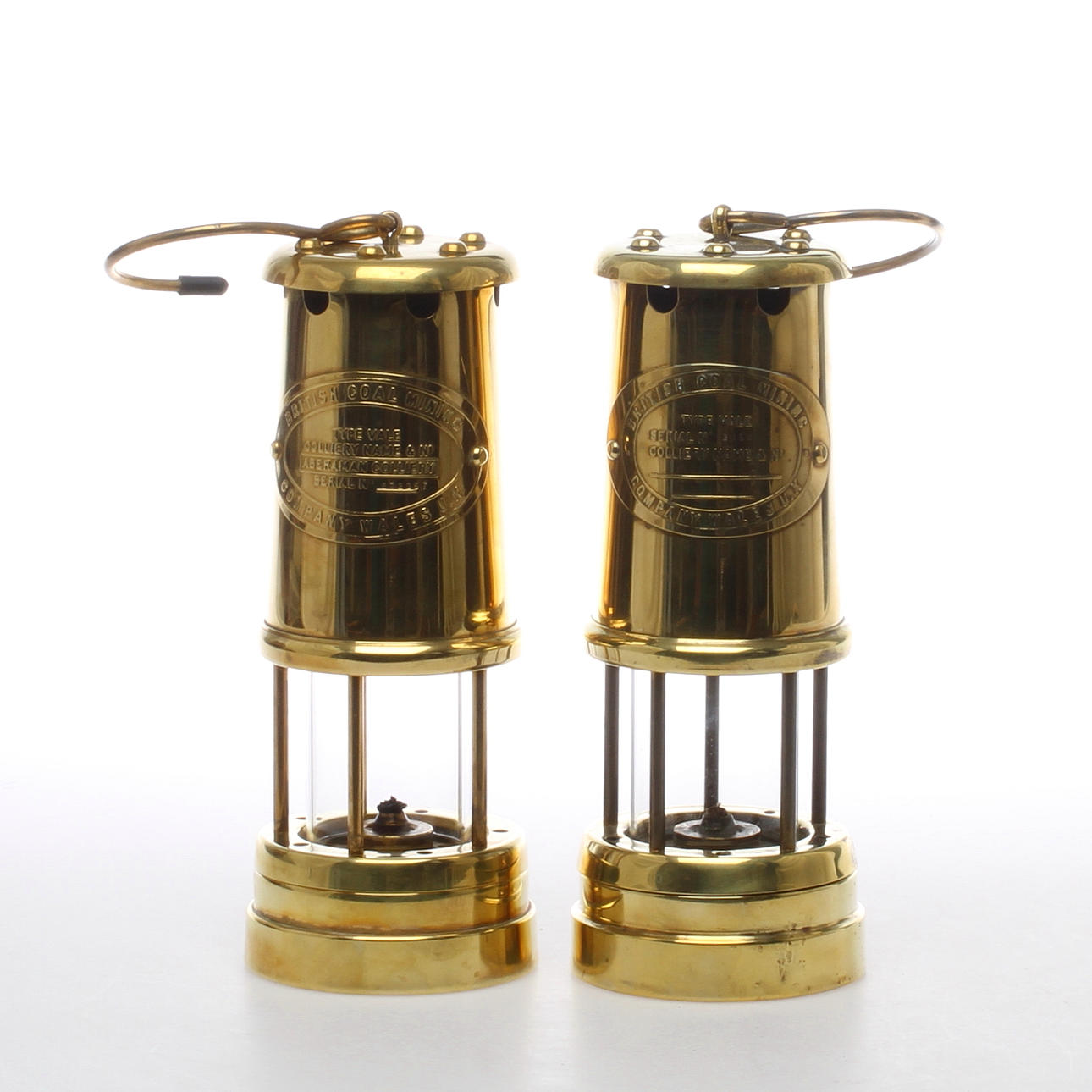 GRUVLYKTOR, 2 st, mässing, British Coal Mining Company Wales, 19/2000-tal.