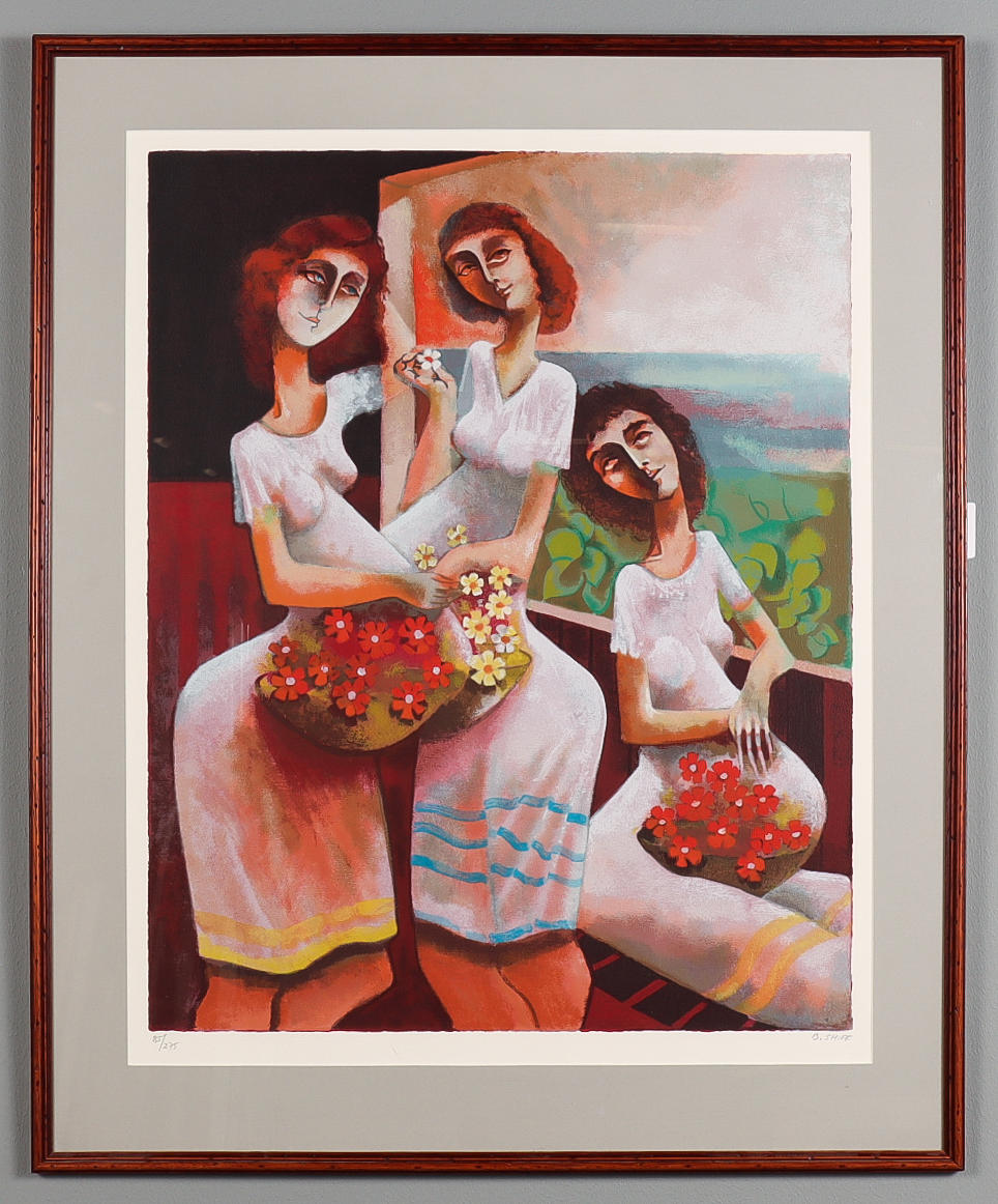 BENJAMIN SHIFF litografi 85/275, Tre damer.