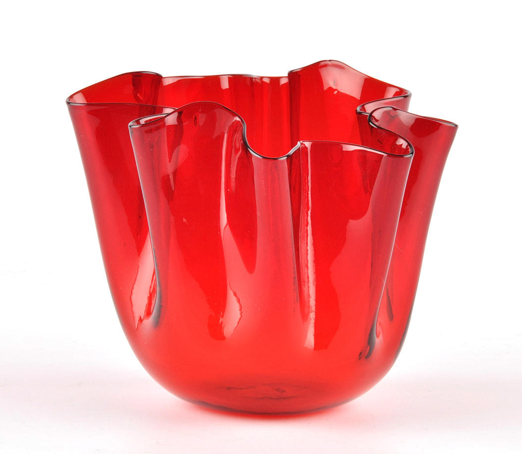 FULVIO BIANCONI FÜR MURANO. Fazzoletto vävnadsvas i rött.