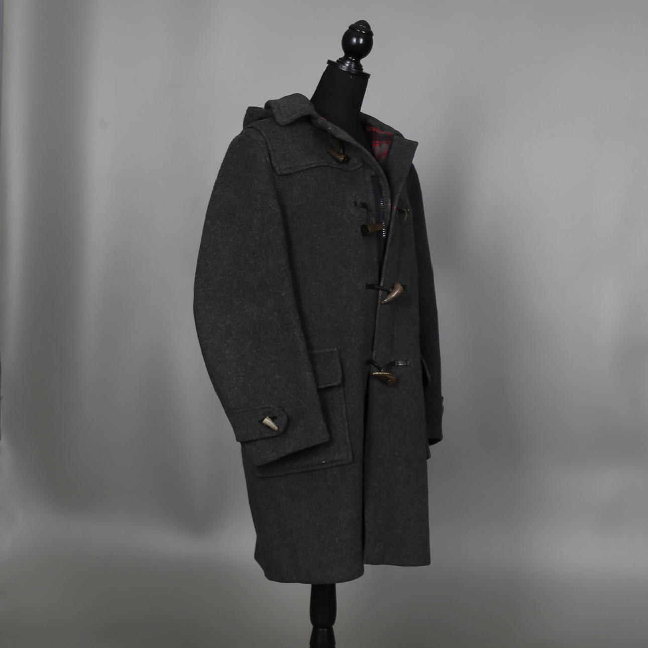 DUFFEL, Gloverall, herr, grå ull. England.