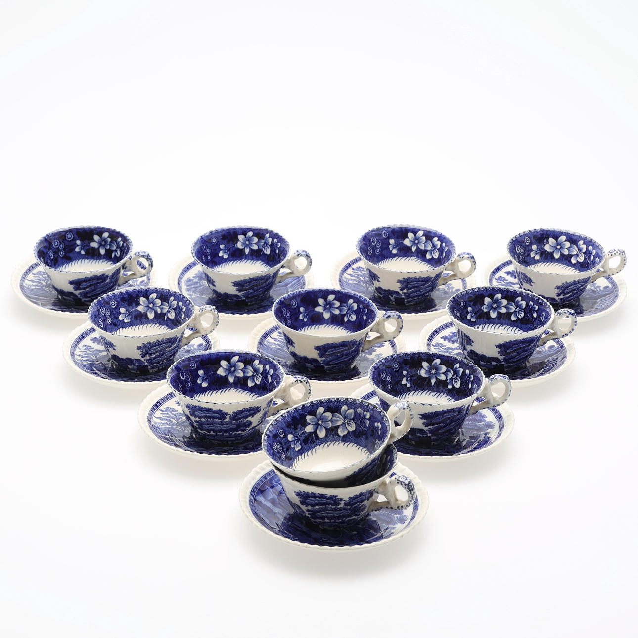 Ein 21-teiliges Kaffeeset, Copeland, Spode's Tower, England.