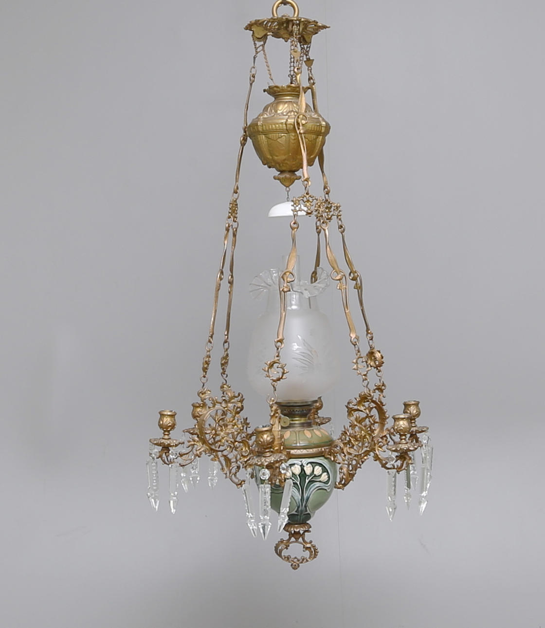 TAKFOTOGENLAMPA, majolika, 18/1900-tal.
