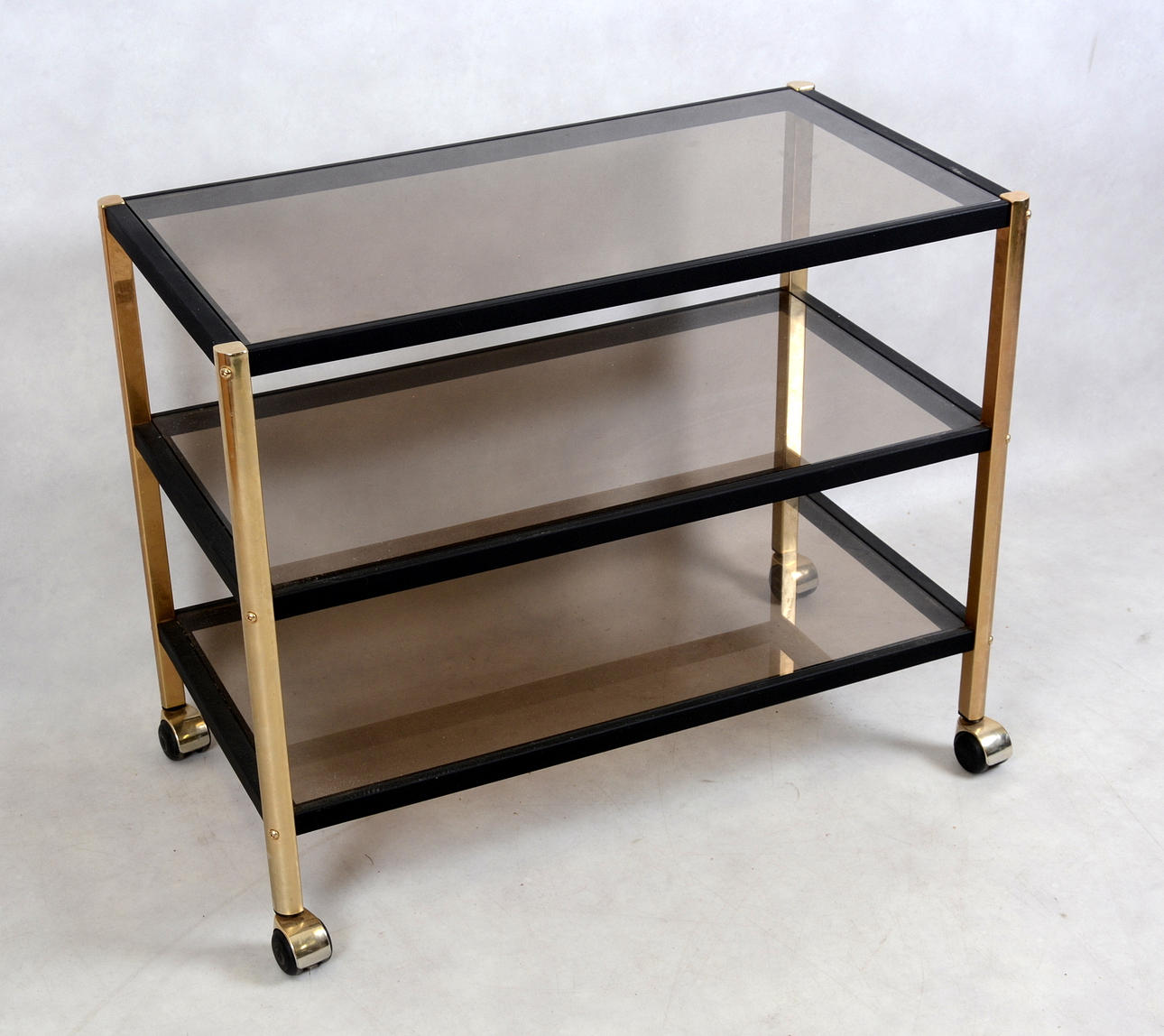 SERVERINGSVAGN, mässing/metall och glas, 1970-tal.