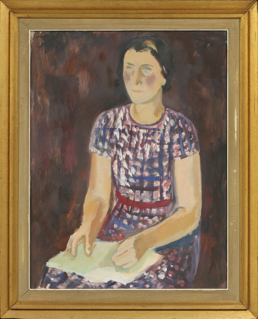 NILS NILSSON. Porträtt, blandteknik, signerad NN.