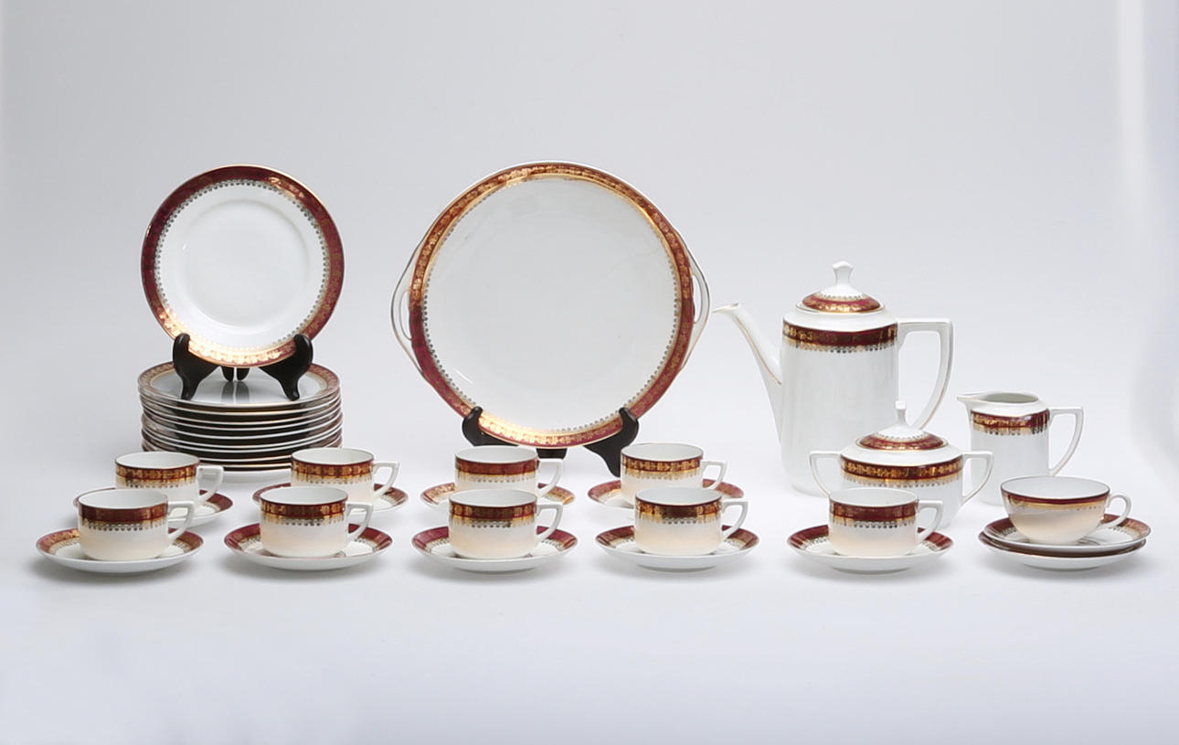 KAFFESERVIS, 35 delar, Karlskrona Porslinsfabrik, 1920-tal.