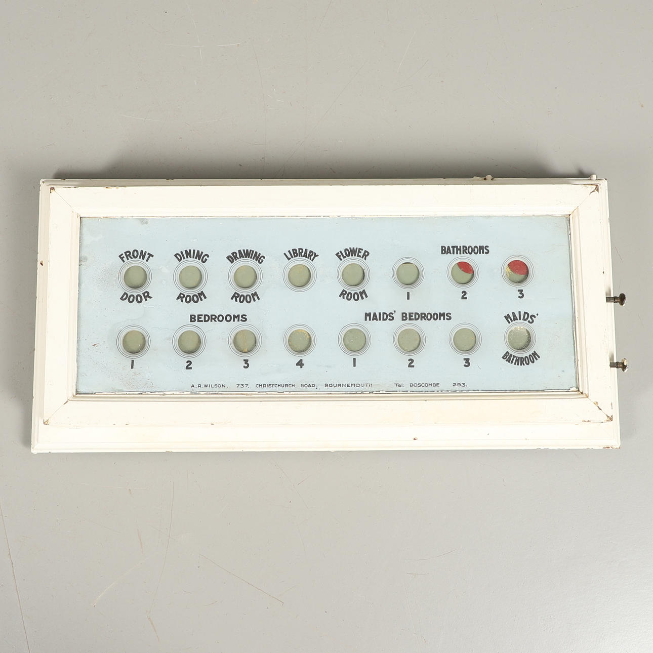 A VINTAGE SERVANTS CALL BOX.