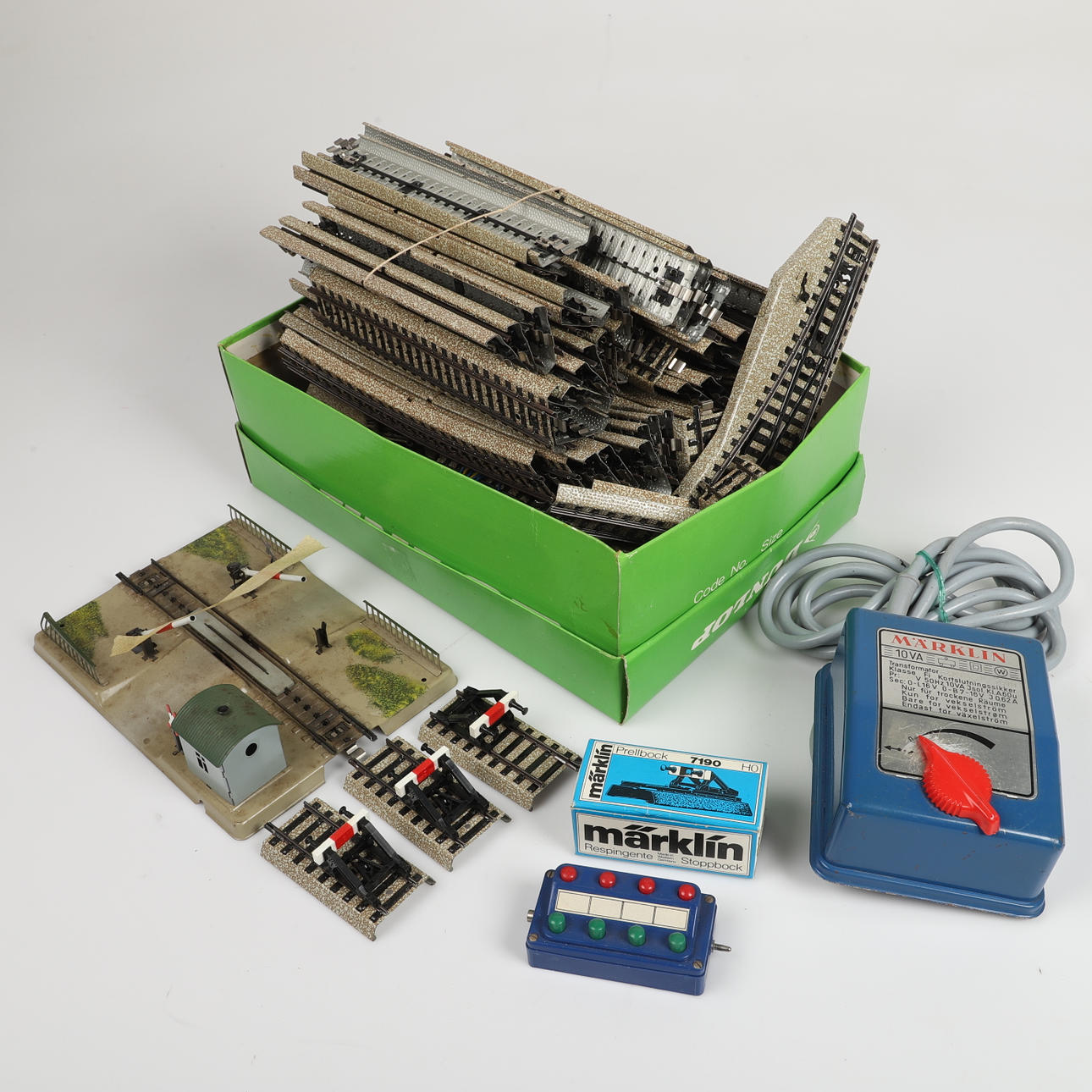 TRAIN TRACK, rail and transformer, Märklin, Germany.