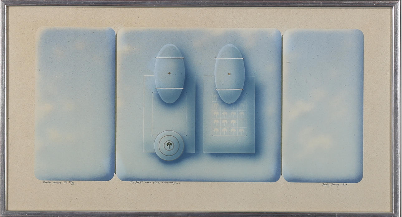 BECK & JUNG. Blå komposition, färglitografi, signerad och daterad Beck & Ljung 1978.