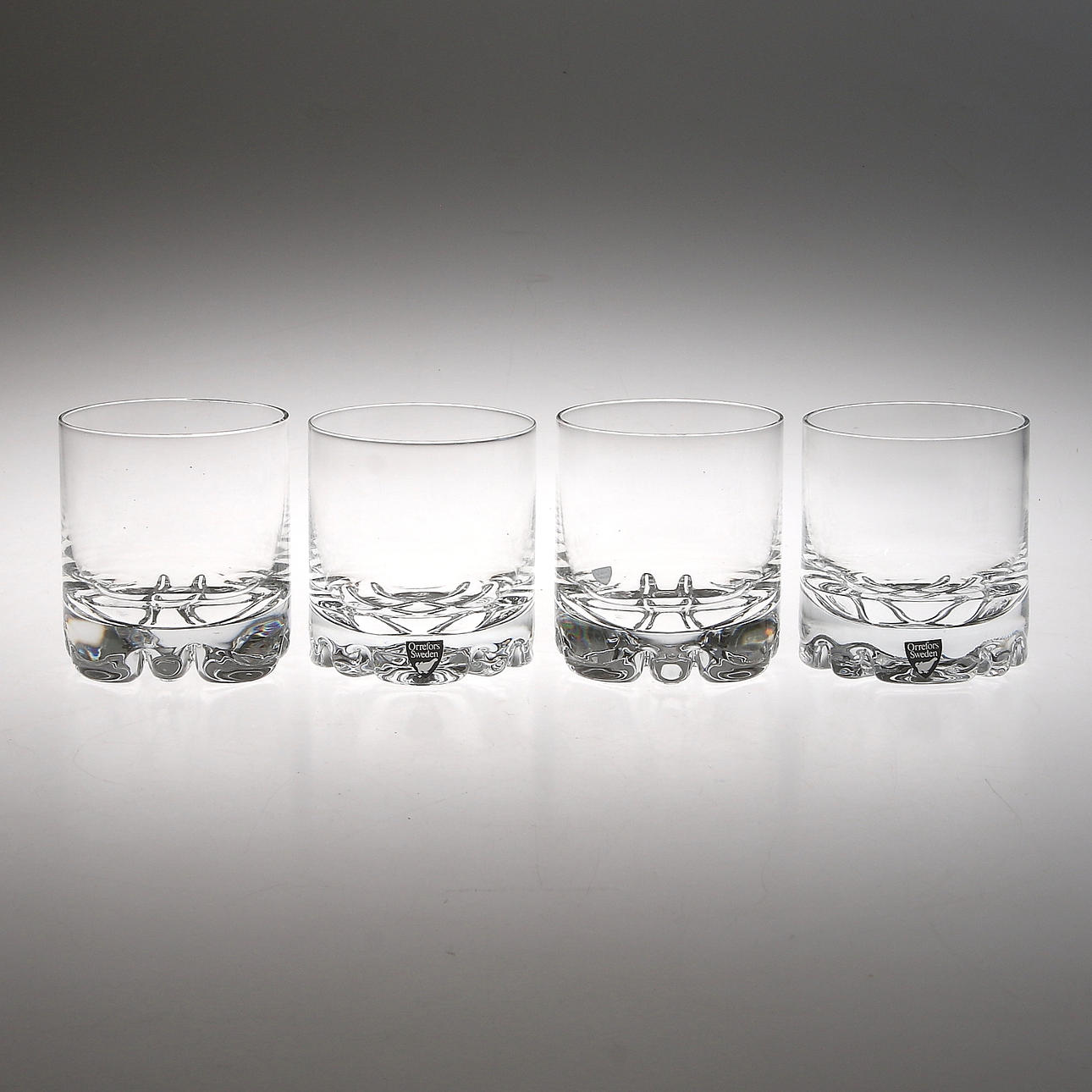 WHISKYGLAS, 4 st, modell "Erik Old Fashioned", Olle Alberius, Orrefors. 1900-tal.