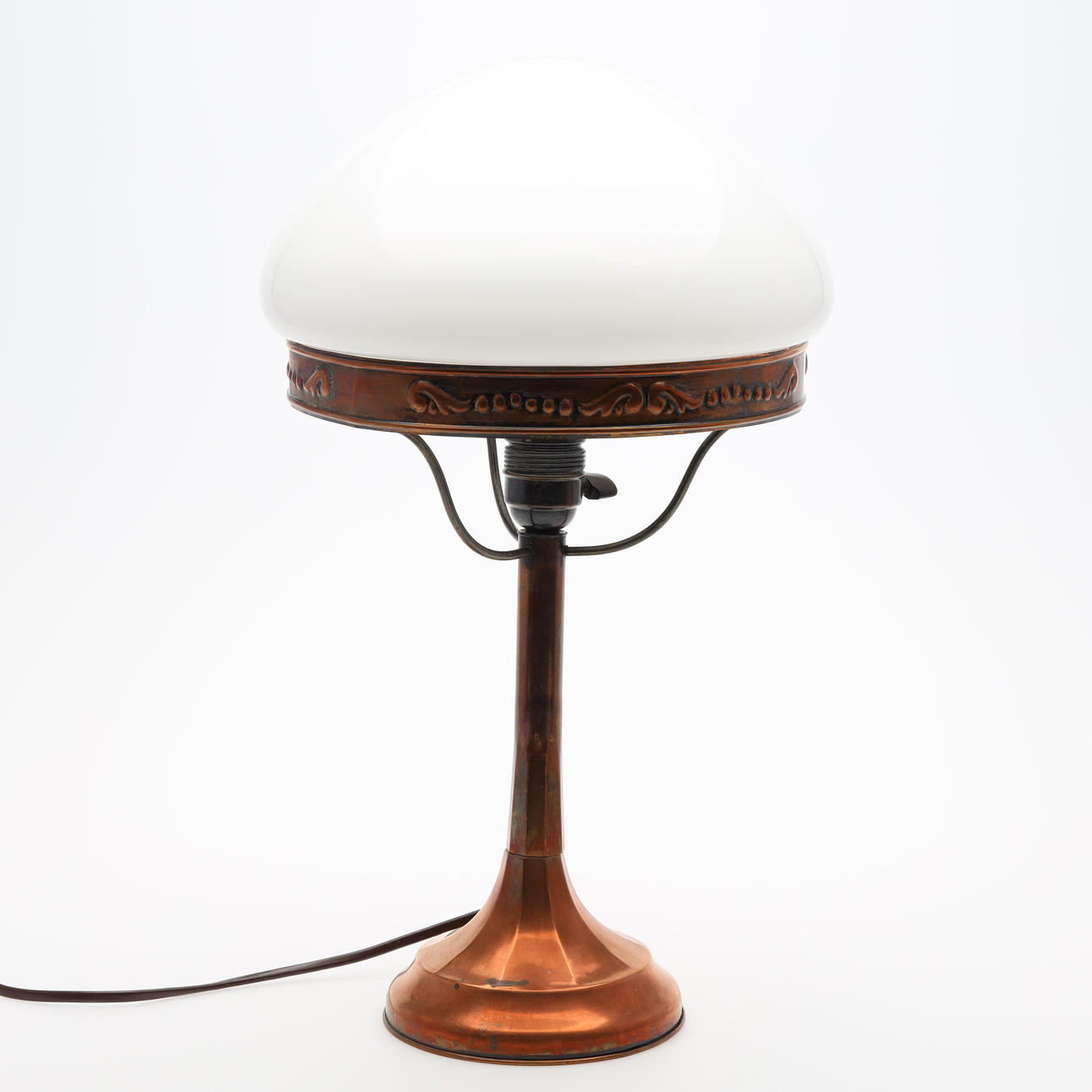 LÁMPARA DE MESA, metal, vidrio, «strindbergsmodell».