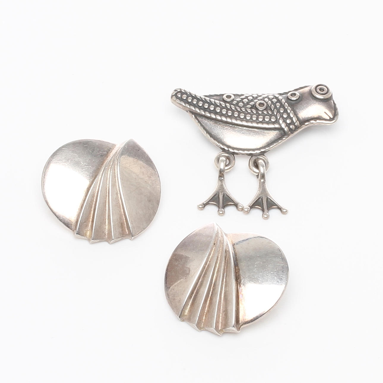 CLIPS 1 par Matti Hyvärinen samt BROSCH Kalevala Koru, silver, Finland.