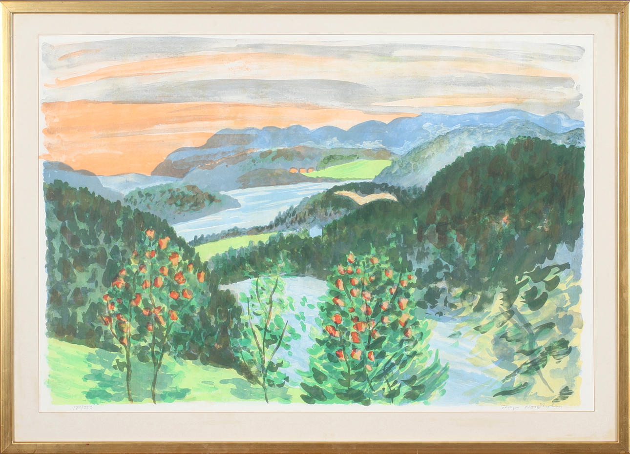 THAGE NORDHOLM. Landscape, lithograph, signed and numbered 147/250.