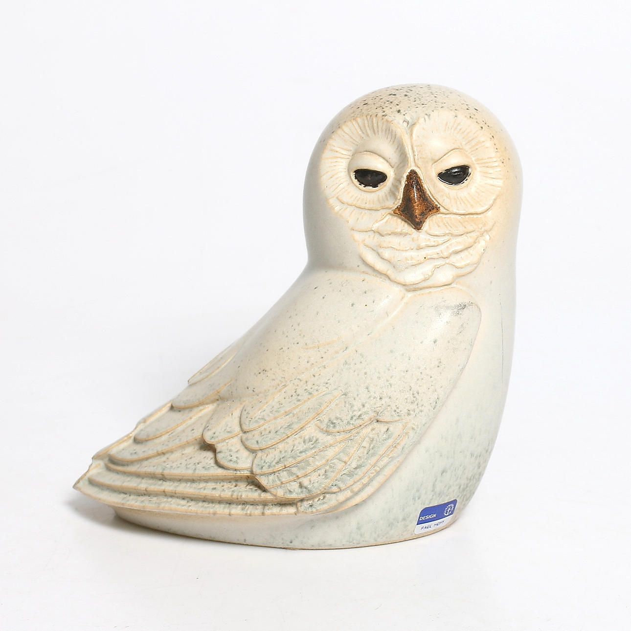 PAUL HOFF. Skulptur, stengods, uggla, Gustavsbergs Studio. 1900-talets andra hälft.