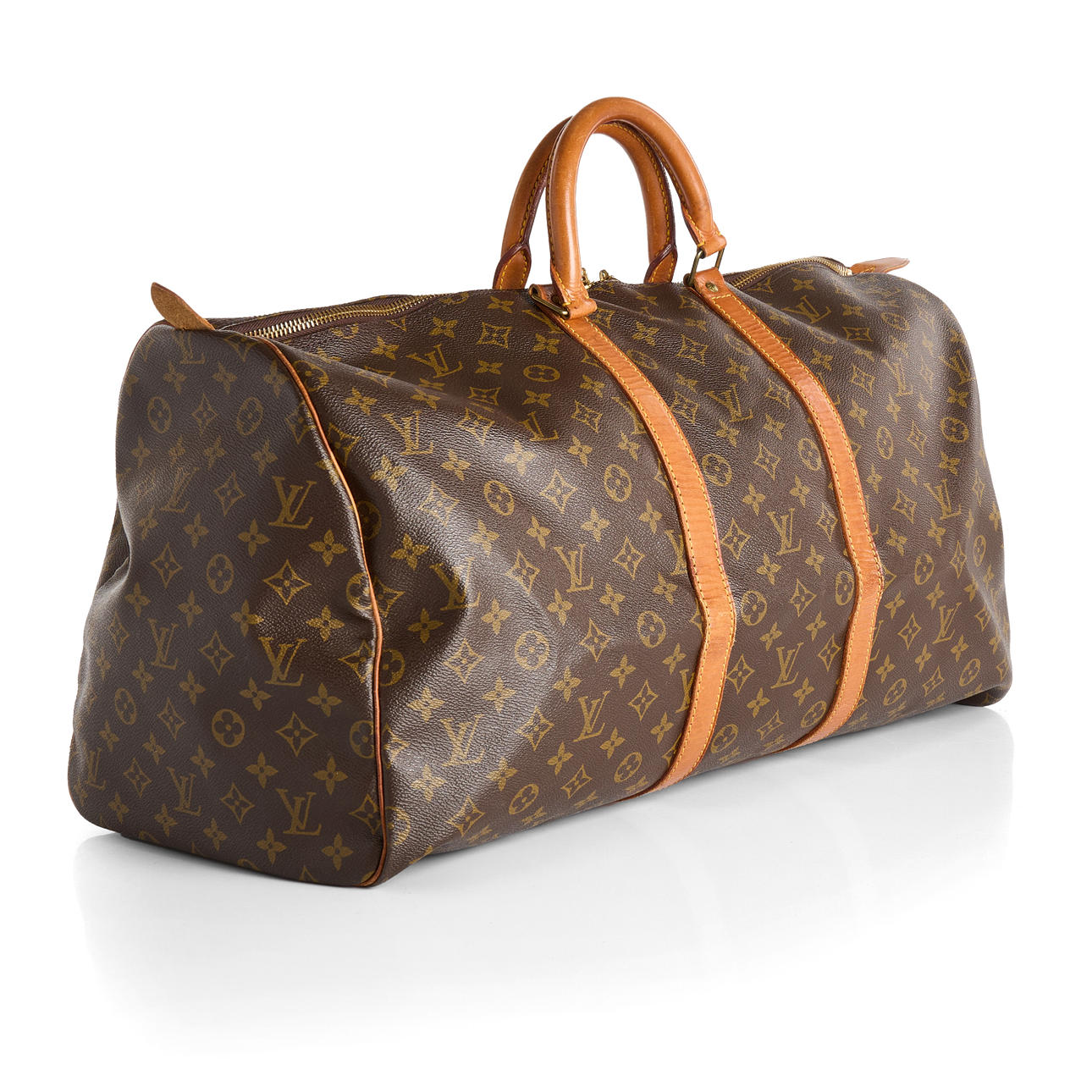 LOUIS VUITTON. Taske/weekendtaske, „Keepall 55", Monogram lærred, læder.
