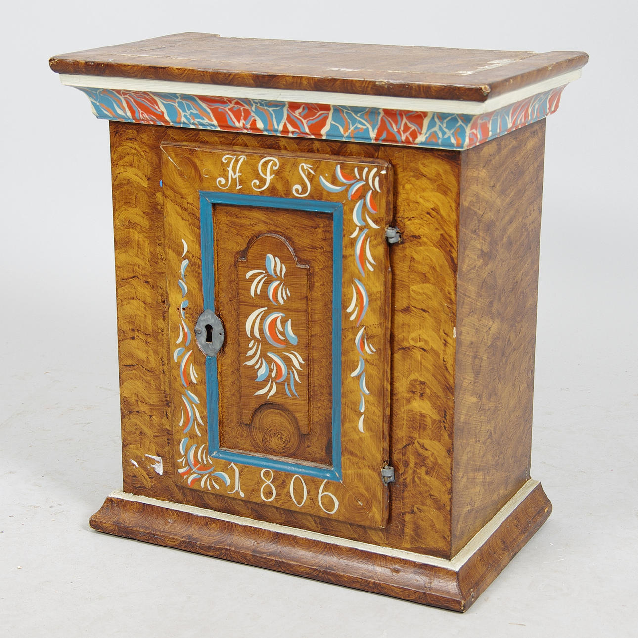 VÄGGSKÅP, målad fur, daterat 1806.