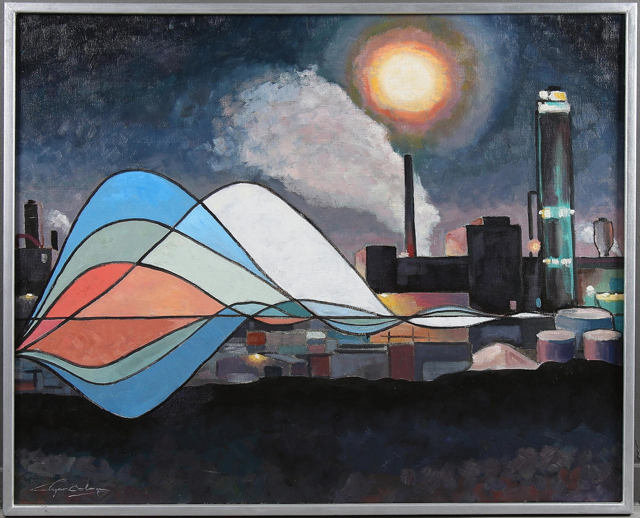 RYNO BOLMGREN. Komposition - system i obalans, olja på duk, signerad och daterad 1984.