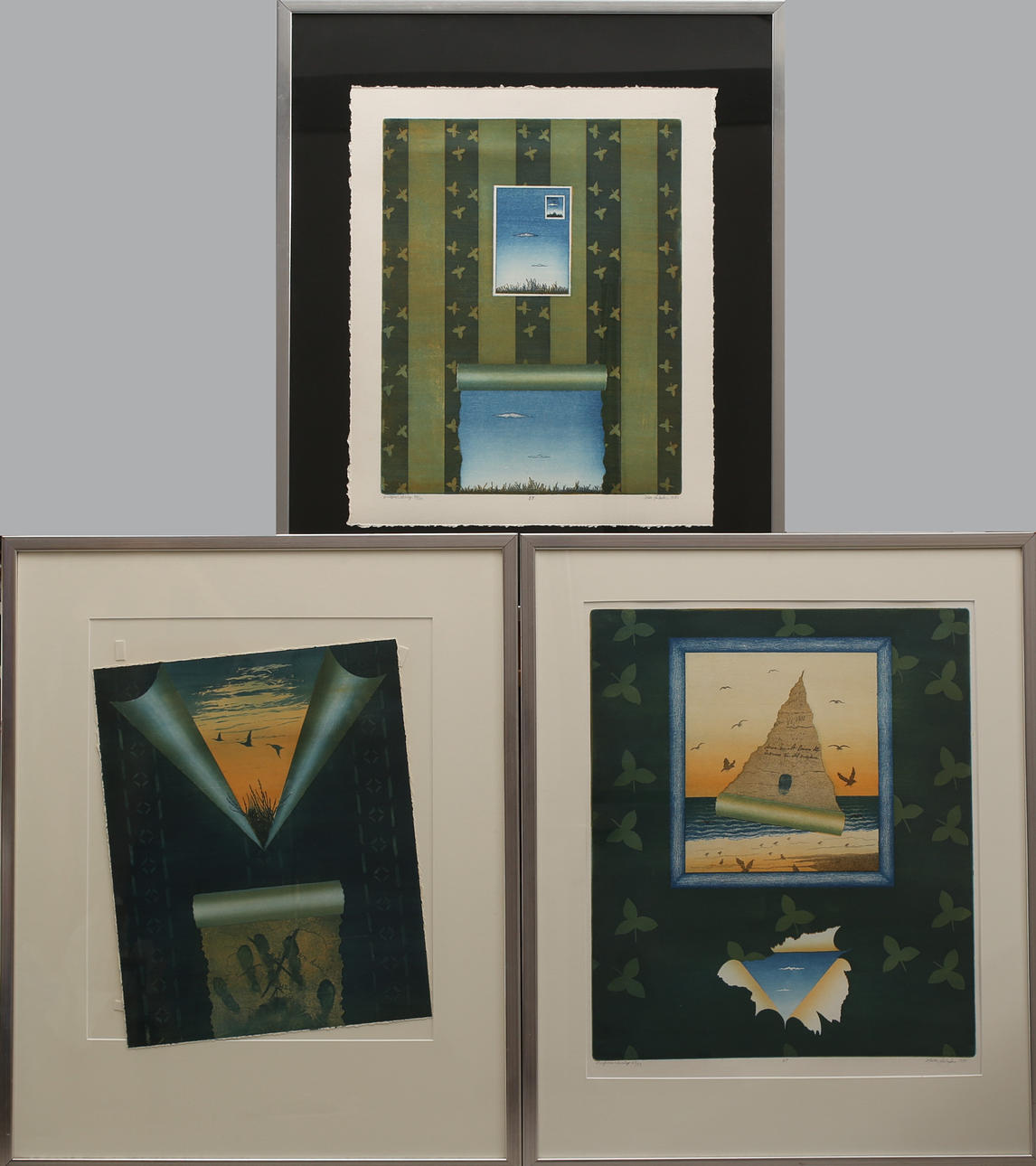 MARTIN JONFORS. Composition, colour etchings, numbered, signed, dated 1979-80, 3pcs.