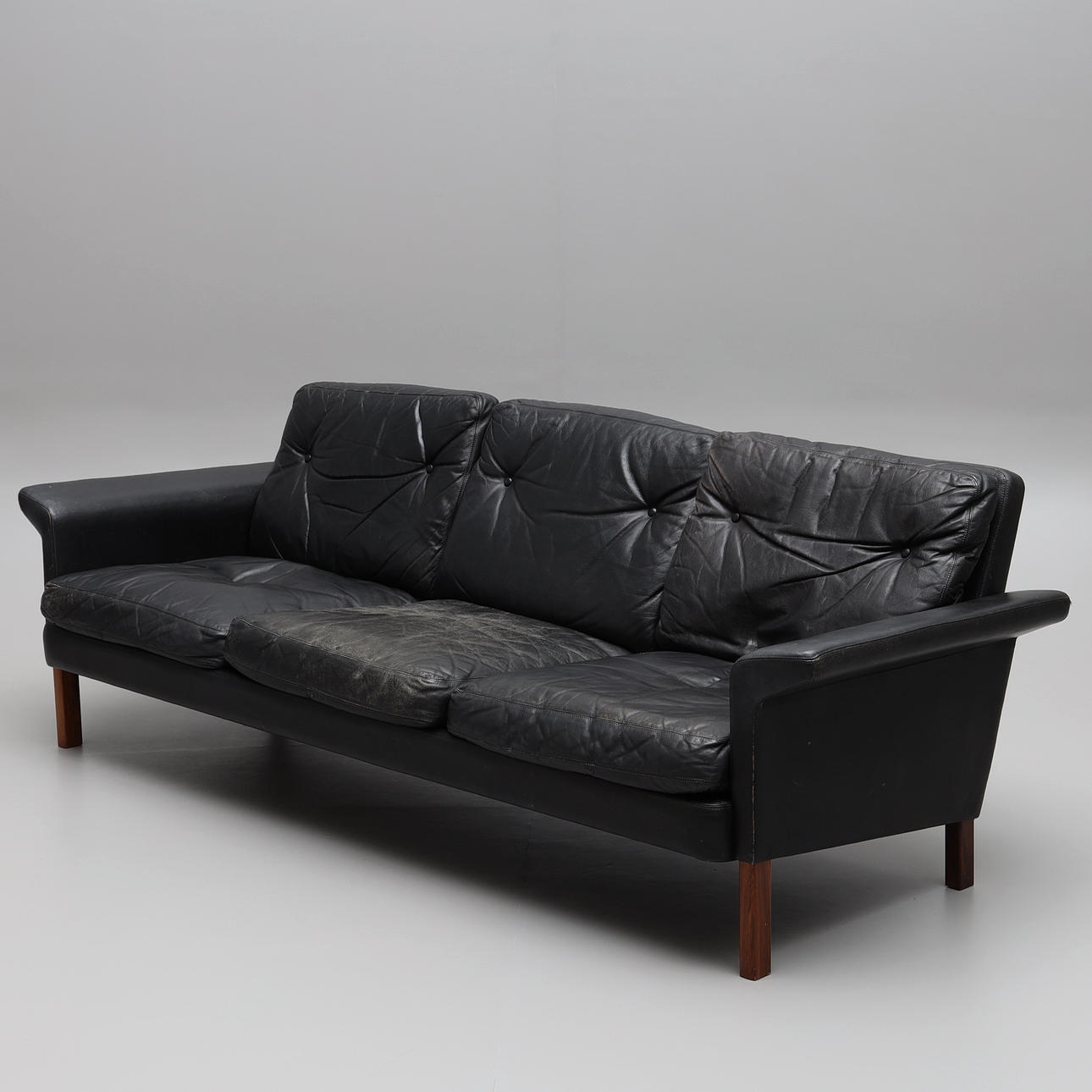 HANS OLSEN, a Danish leather sofa, 1960's.