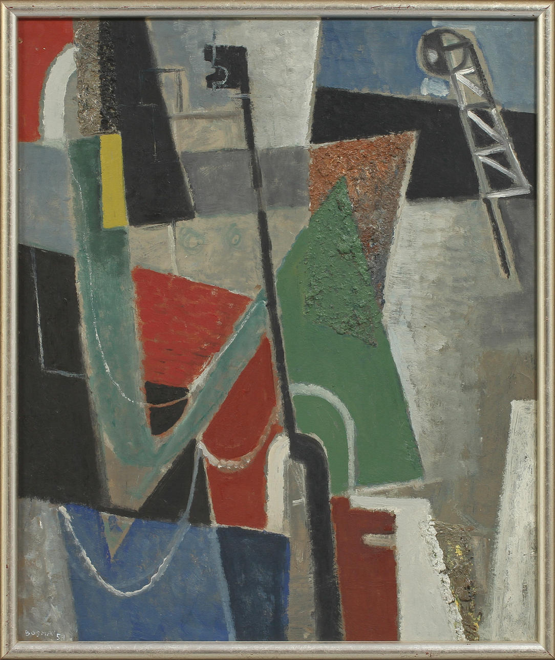 WIM BOSMA. Komposition, olja på pannå, sign o dat -54.