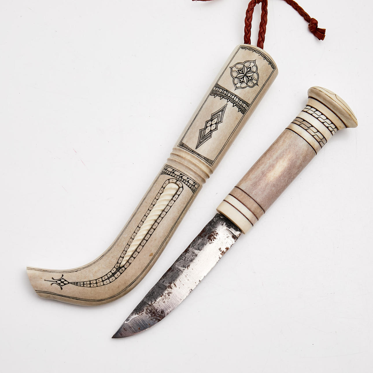 KNIFE, full horn, unidentified craftsman.