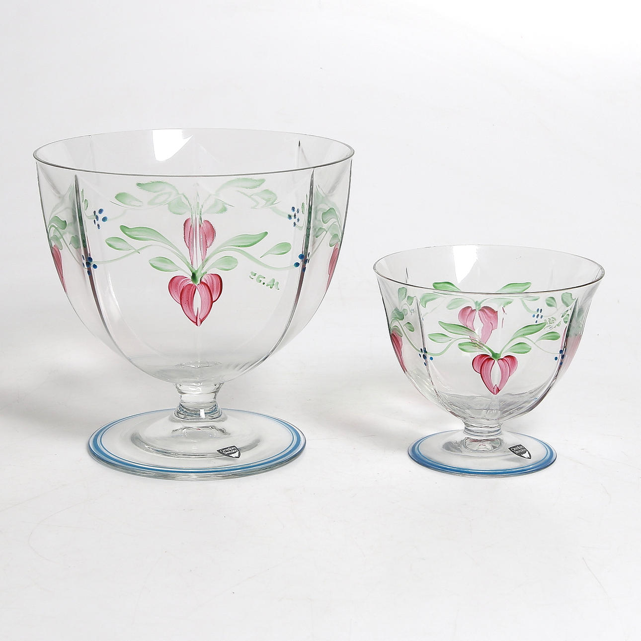 SKÅLAR, 2 st, "Maja", Eva Englund, Orrefors, 1900-talets andra hälft.