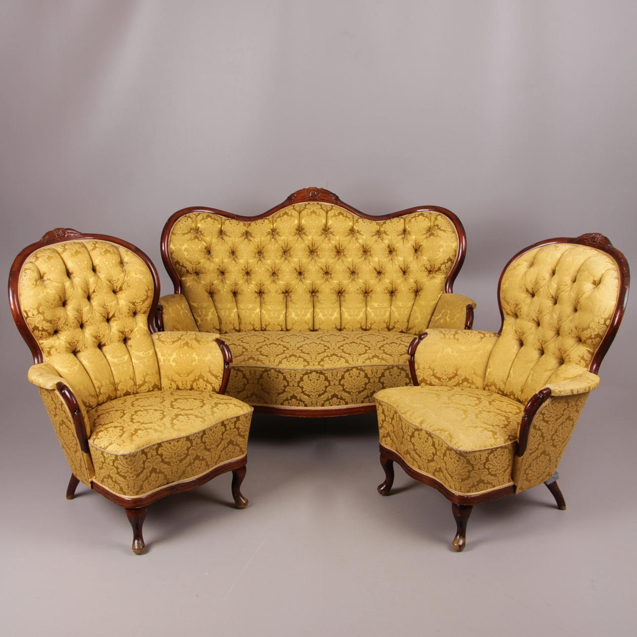SALONGSGRUPP, 3 delar, rokokostil, 1900-tal.